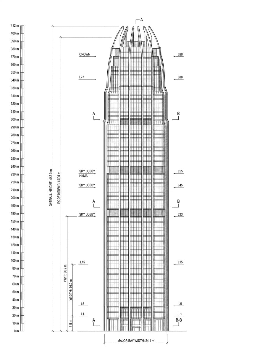 Architectural elevation of Two International Finance Centre