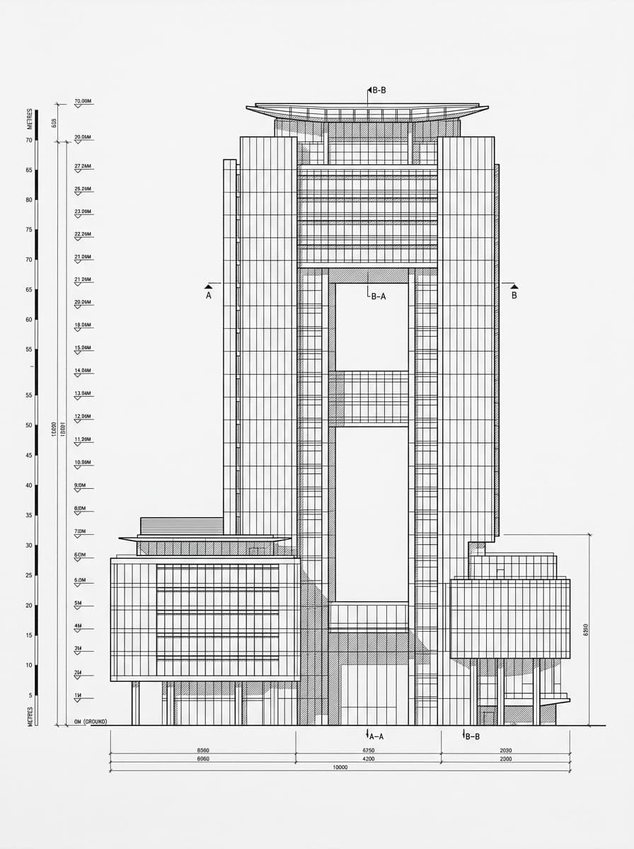 Architectural elevation drawing of Government Headquarters (Tamar), Admiralty, Hong Kong